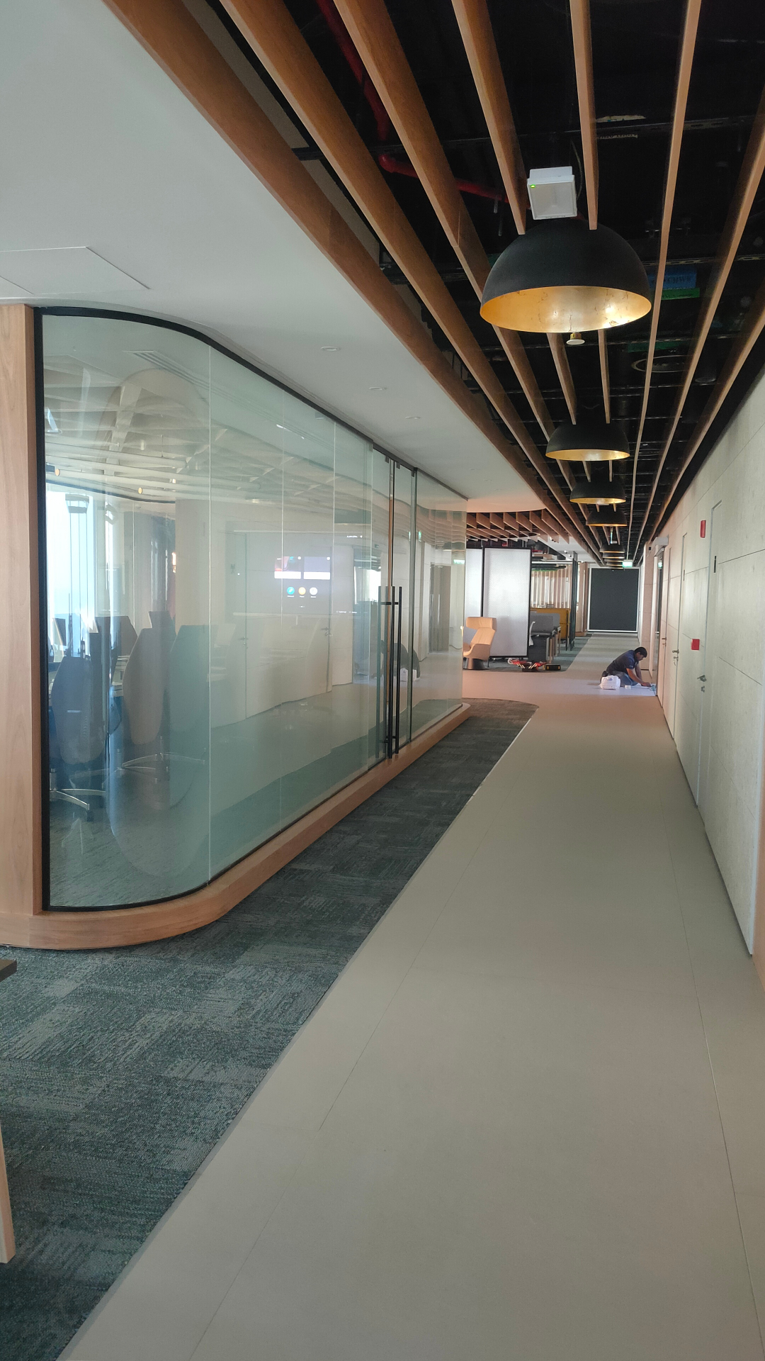 Curved glass facade on a Dubai commercial building