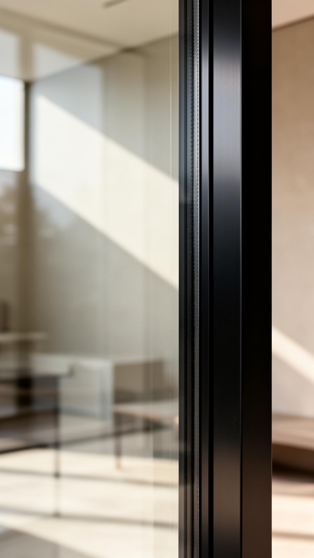 Architectural detail of a glass and aluminium partition